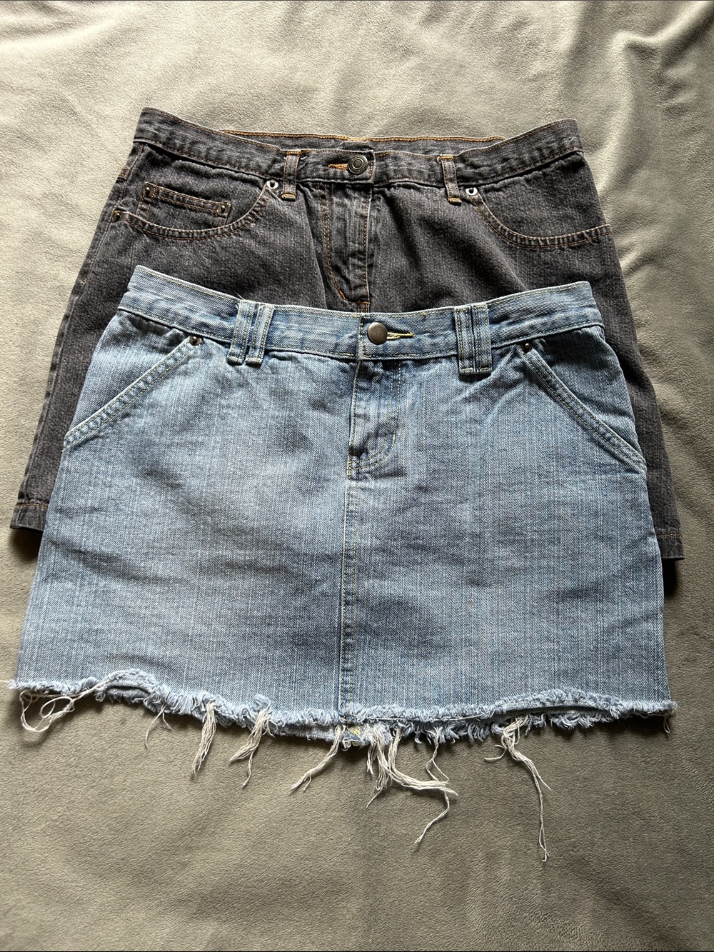 2 for $25 Denim Mini Skirt — Light Blue & Charcoal